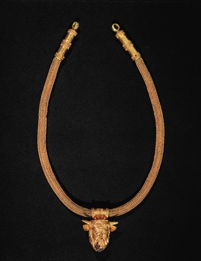 Necklace with a Human-Headed Pendant by Etruscan